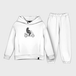 Детский костюм оверсайз Мишка на мотоцикле, цвет: белый
