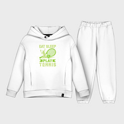 Детский костюм оверсайз Есть спать играть в теннис, цвет: белый