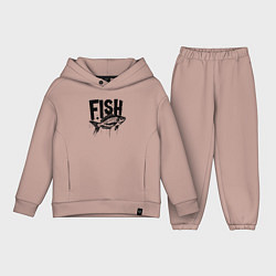 Детский костюм оверсайз Рыба в стиле граффити, цвет: пыльно-розовый
