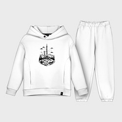 Детский костюм оверсайз Нефтяная вышка в горах, цвет: белый