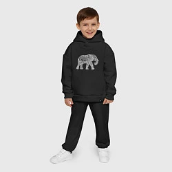 Детский костюм оверсайз Расписной слон, цвет: черный — фото 2