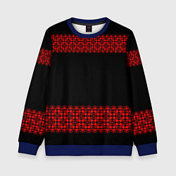 Свитшот детский Славянский орнамент (на чёрном), цвет: 3D-синий