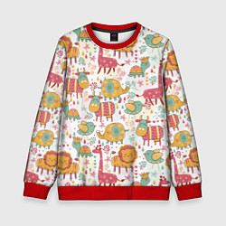 Свитшот детский Милые зверюшки, цвет: 3D-красный