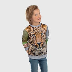 Свитшот детский Грустный леопард, цвет: 3D-меланж — фото 2