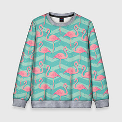 Свитшот детский Flamingo Pattern, цвет: 3D-меланж