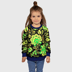 Свитшот детский Хохлома: черный и салатовый, цвет: 3D-синий — фото 2