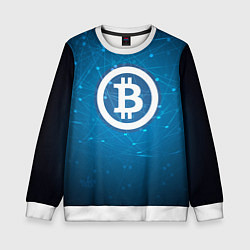 Свитшот детский Bitcoin Blue, цвет: 3D-белый