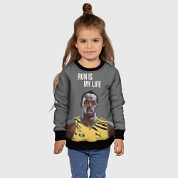 Свитшот детский Усэйн Болт, цвет: 3D-черный — фото 2