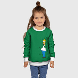 Свитшот детский Гомер в кустах, цвет: 3D-белый — фото 2