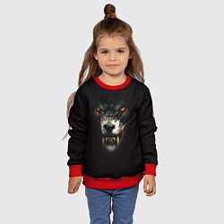 Свитшот детский Оскал волка, цвет: 3D-красный — фото 2