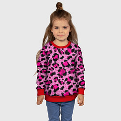 Свитшот детский Розовый леопард, цвет: 3D-красный — фото 2