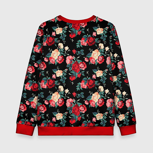 Детский свитшот Кустовые розы / 3D-Красный – фото 2
