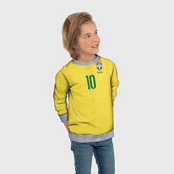 Свитшот детский Сборная Бразилии: Неймар ЧМ-2018 домашняя, цвет: 3D-меланж — фото 2