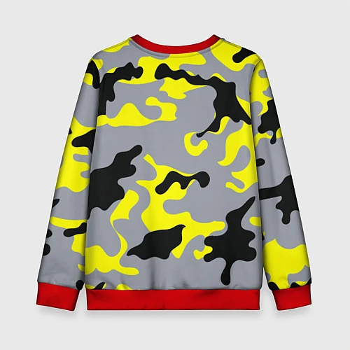 Детский свитшот Yellow & Grey Camouflage / 3D-Красный – фото 2