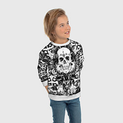 Свитшот детский Grunge Skull, цвет: 3D-белый — фото 2