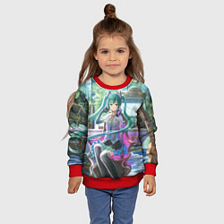 Свитшот детский Мика Хацуне в консерватории в наушниках, цвет: 3D-красный — фото 2