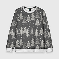 Свитшот детский Grey Christmas Trees, цвет: 3D-белый