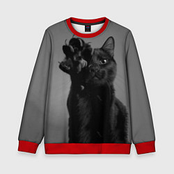 Свитшот детский Черный котик, цвет: 3D-красный
