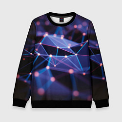 Свитшот детский Абстрактные линии и свечение, цвет: 3D-черный