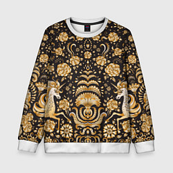 Детский свитшот Золотые единороги и цветы