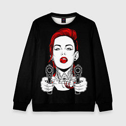 Детский свитшот Woman is holding a gun