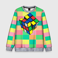 Свитшот детский Кубик Рубика, цвет: 3D-меланж