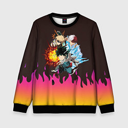 Свитшот детский MY HERO ACADEMIA разноцветное пламя, цвет: 3D-черный