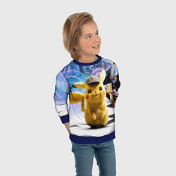 Свитшот детский Детектив Пикачу, цвет: 3D-синий — фото 2