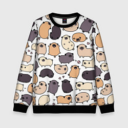 Свитшот детский Милые мопсы, цвет: 3D-черный