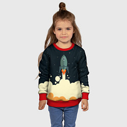 Свитшот детский Ракета дым космос, цвет: 3D-красный — фото 2