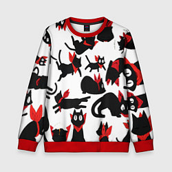 Свитшот детский Черный котик, цвет: 3D-красный