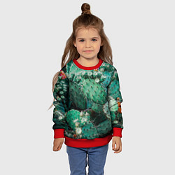 Свитшот детский Кактусы с цветами реализм, цвет: 3D-красный — фото 2