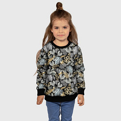 Свитшот детский Серебряные листочки, цвет: 3D-черный — фото 2