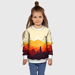Свитшот детский Горы закат пейзаж лиса арт, цвет: 3D-белый — фото 2