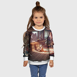 Свитшот детский Кошачий город, цвет: 3D-белый — фото 2