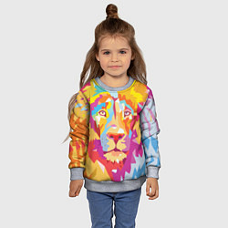 Свитшот детский Акварельный лев, цвет: 3D-меланж — фото 2