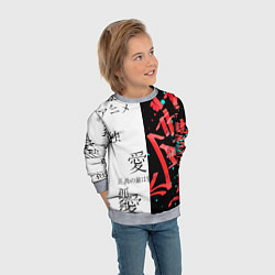 Свитшот детский Японские надписи, цвет: 3D-меланж — фото 2