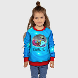 Свитшот детский Among Us карты, цвет: 3D-красный — фото 2