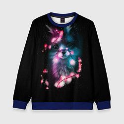 Свитшот детский Лиса с гирляндой, цвет: 3D-синий