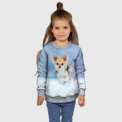 Свитшот детский Чихуахуа в снегу, цвет: 3D-меланж — фото 2
