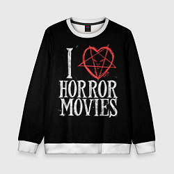 Свитшот детский I Love Horror Movies, цвет: 3D-белый