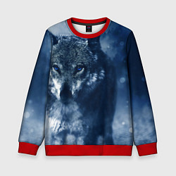 Свитшот детский Красивый волк, цвет: 3D-красный