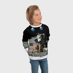 Свитшот детский Высадка На Луну, цвет: 3D-белый — фото 2