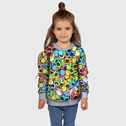 Свитшот детский Цветные Поп Котики, цвет: 3D-меланж — фото 2