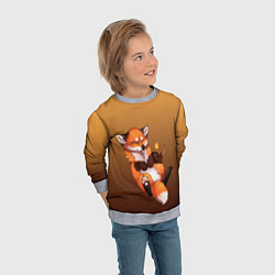 Свитшот детский Взрывной характер милого лиса, цвет: 3D-меланж — фото 2