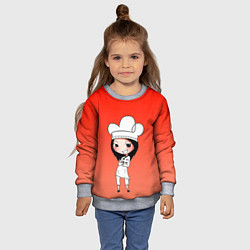 Свитшот детский Повар девушка манга, цвет: 3D-меланж — фото 2