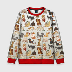 Свитшот детский Узор песики собачки гав, цвет: 3D-красный