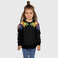 Свитшот детский Цветы, цвет: 3D-черный — фото 2