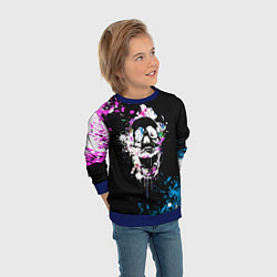 Свитшот детский Череп в краске, цвет: 3D-синий — фото 2