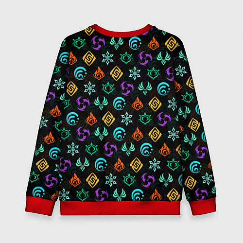 Детский свитшот GENSHIN IMPACT ЭМБЛЕМЫ / 3D-Красный – фото 2